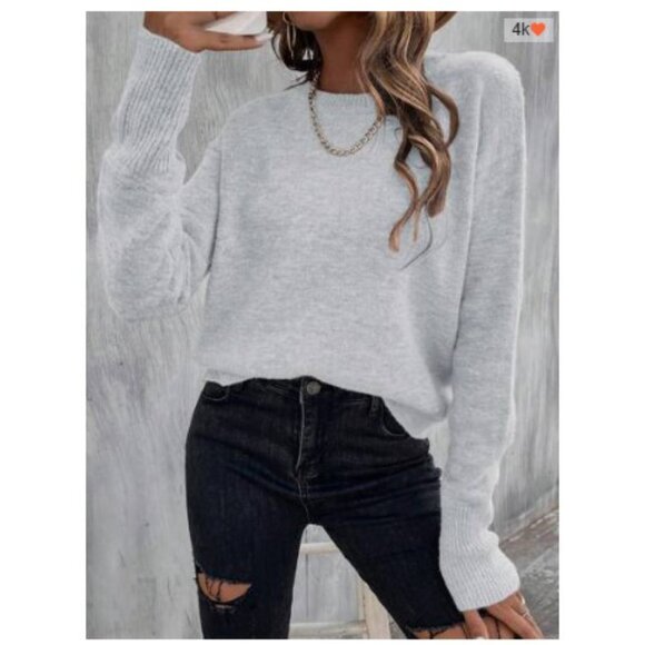WILA Sweaters - Cozy crewneck soft knit sweater preppy minimalist basics gray grey